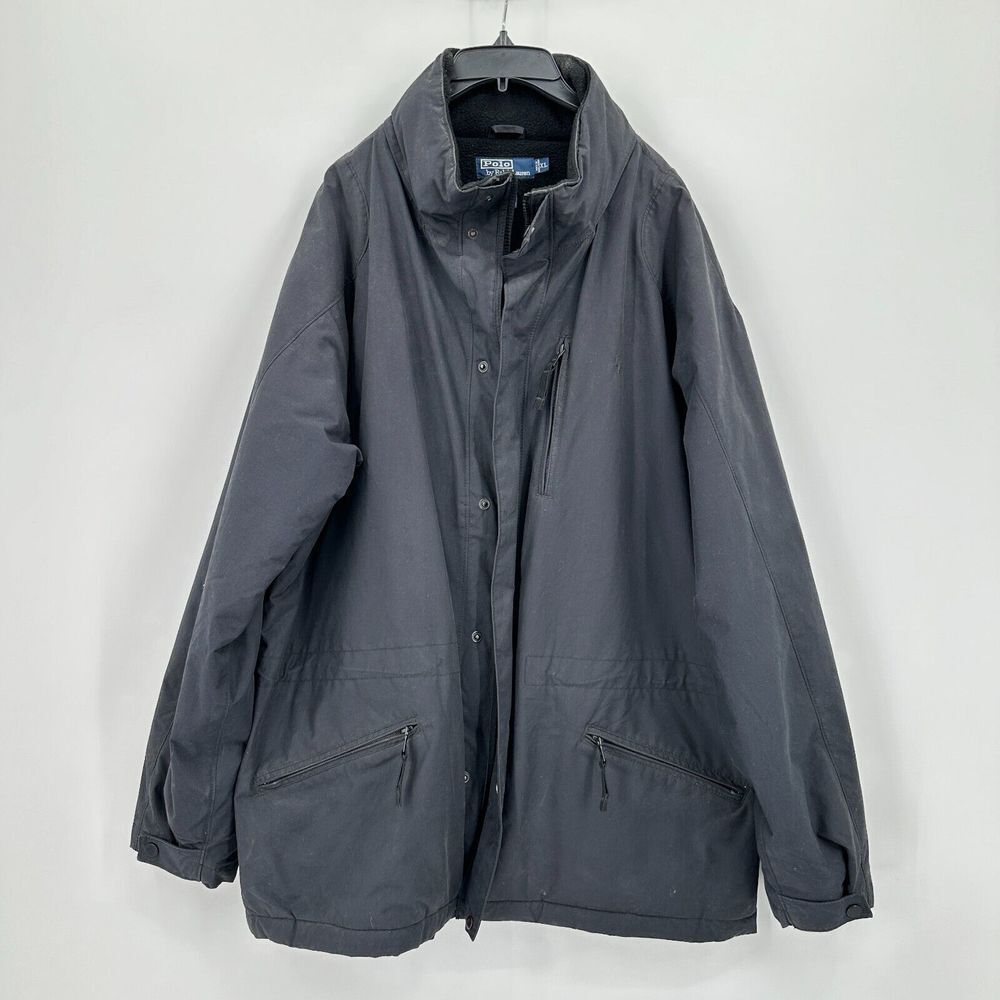 Vintage Polo Ralph Lauren Jacket XL Black Fleece Lined Coat Winter 90s NYC Retro